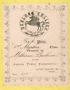 Award Bookplate<br/> 1st Prize 1st Arithmetic Class 1873.